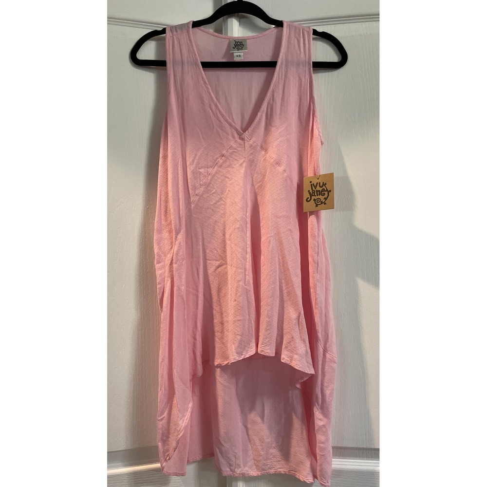 Ivy Jane Shirt Womens XS Light Pink Long Tank Tunic‎ V Neck Made USA Boho Hi Low